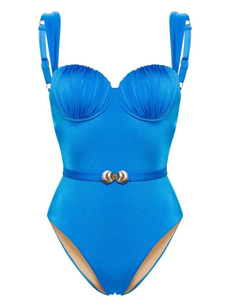 Noire Swimwear belted ruched balconette swimsuit - Blue von Noire Swimwear