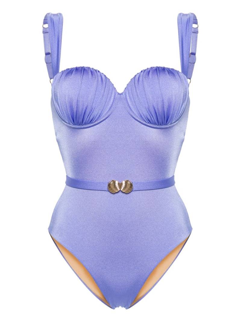 Noire Swimwear belted ruched balconette swimsuit - Purple von Noire Swimwear