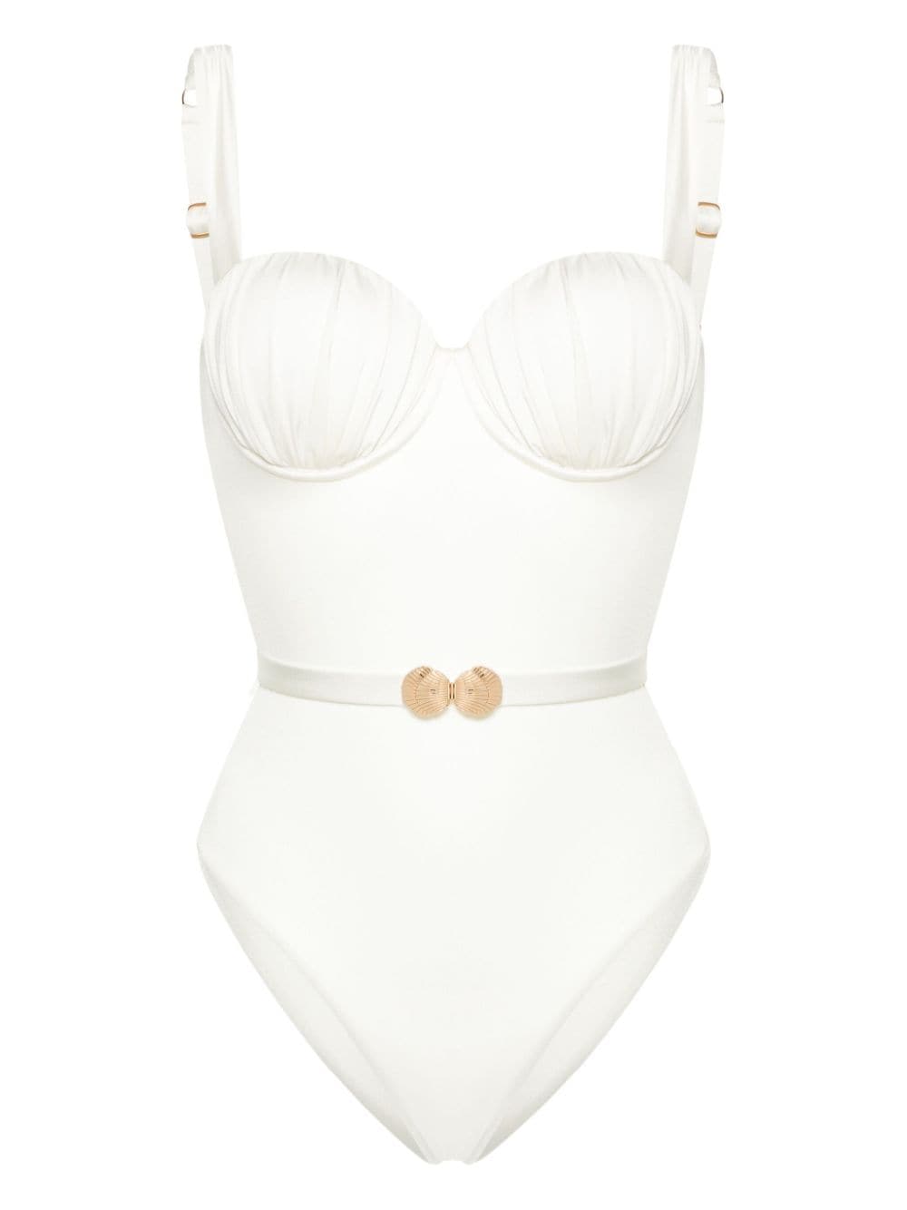 Noire Swimwear belted ruched balconette swimsuit - White von Noire Swimwear