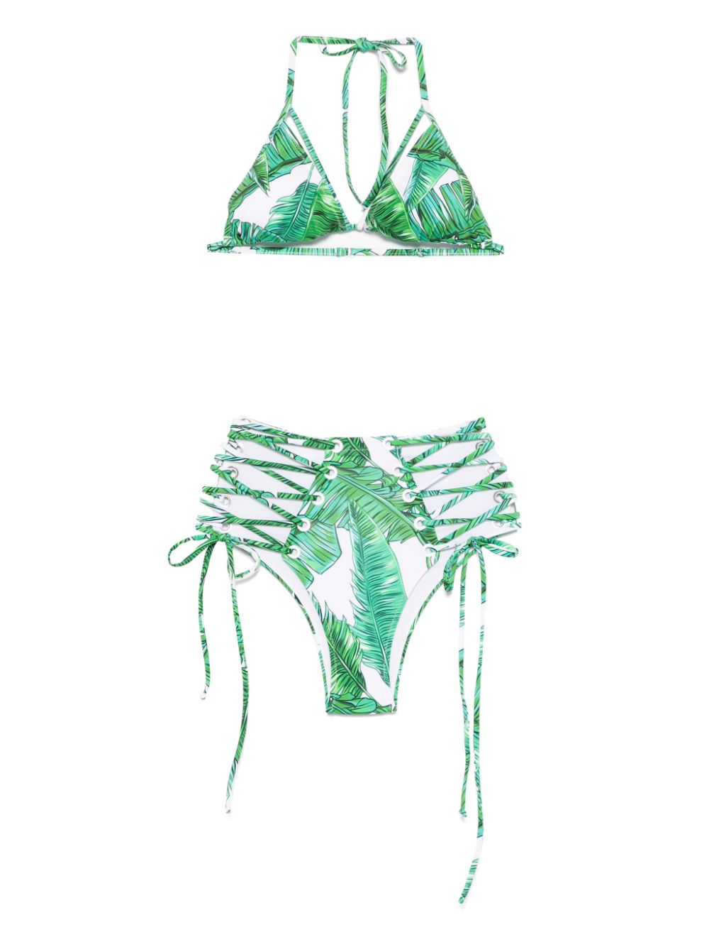 Noire Swimwear leaf-print bikini - Green von Noire Swimwear