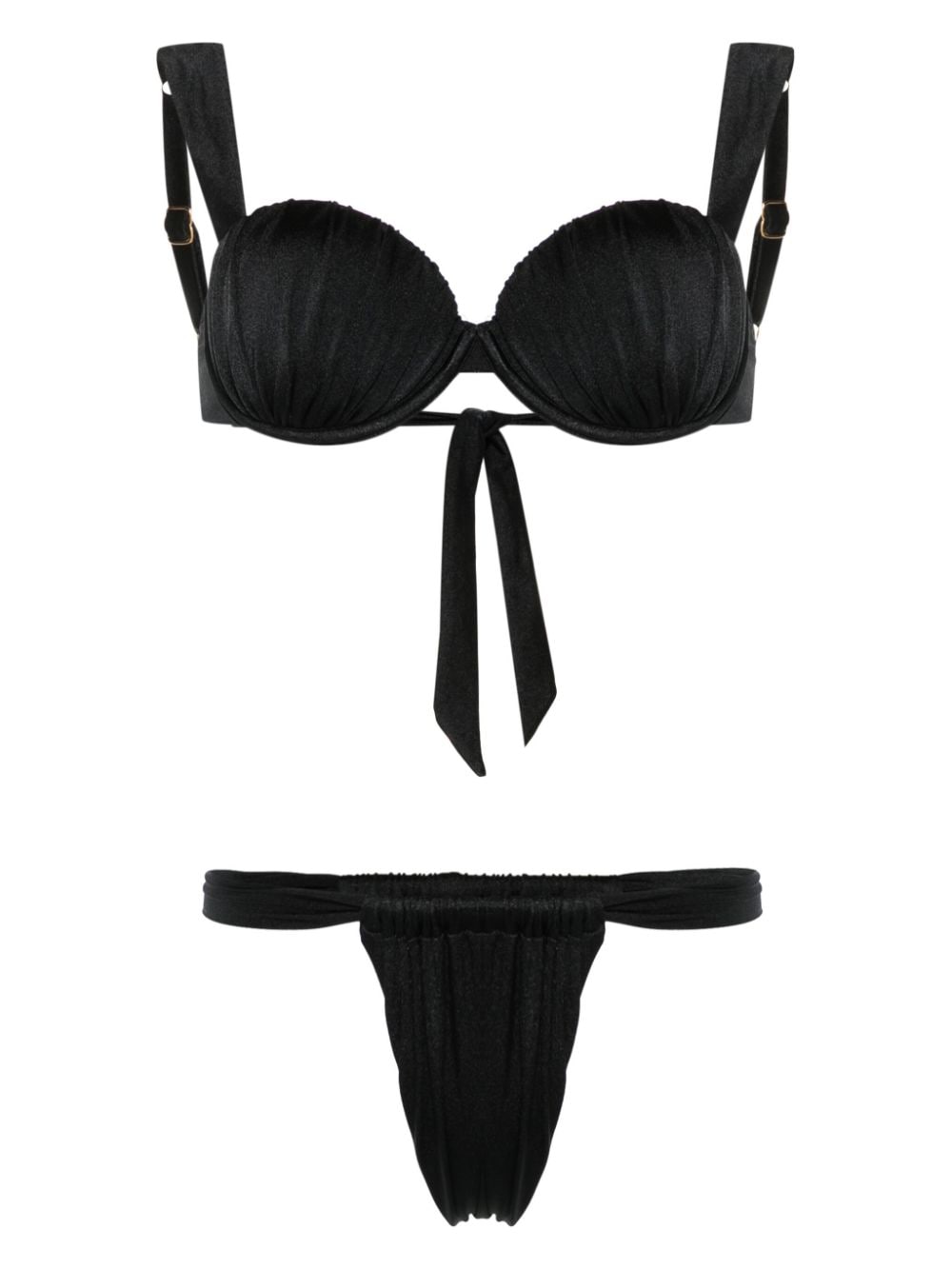 Noire Swimwear ruched balconette bikini - Black von Noire Swimwear