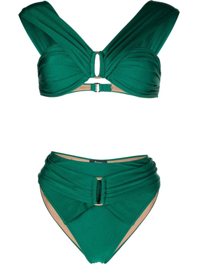 Noire Swimwear ruched-detail off-shoulder bikini - Green von Noire Swimwear