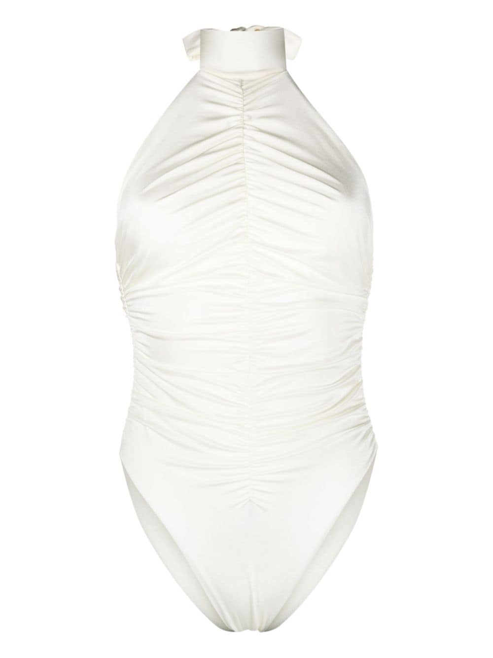 Noire Swimwear ruched halterneck swimsuit - White von Noire Swimwear