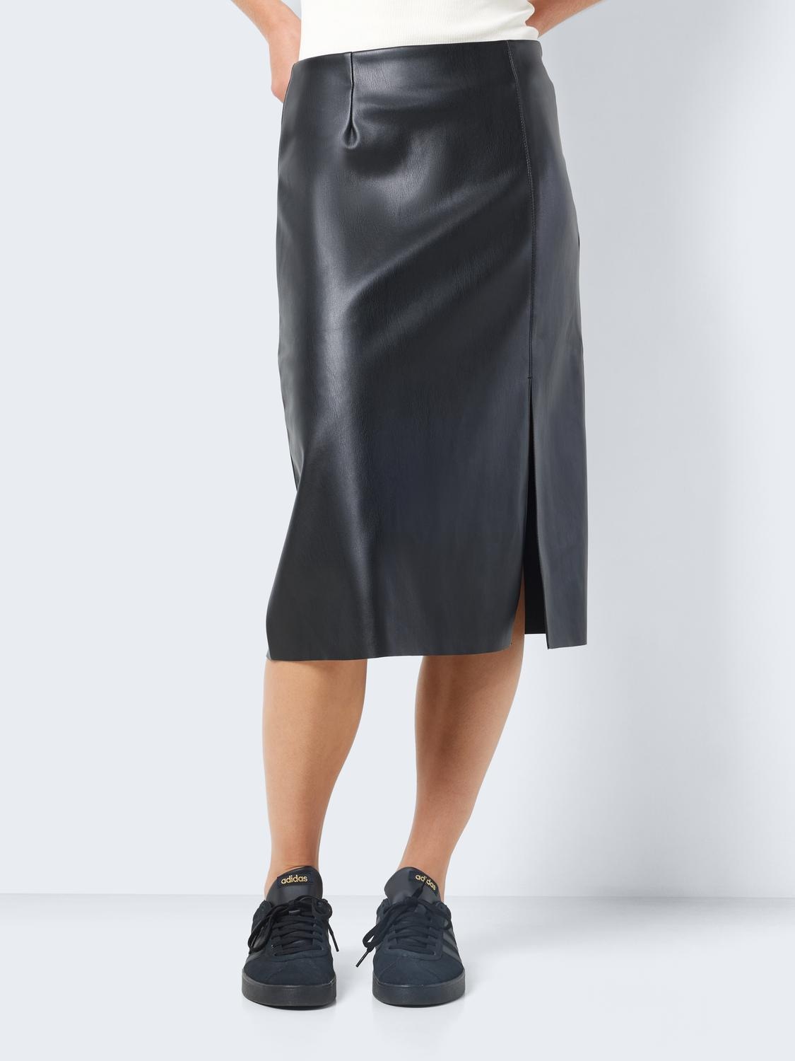 Noisy may Lederimitatrock »NMCLARA HW SLIT MIDI LENGTH SKIRT« von Noisy May