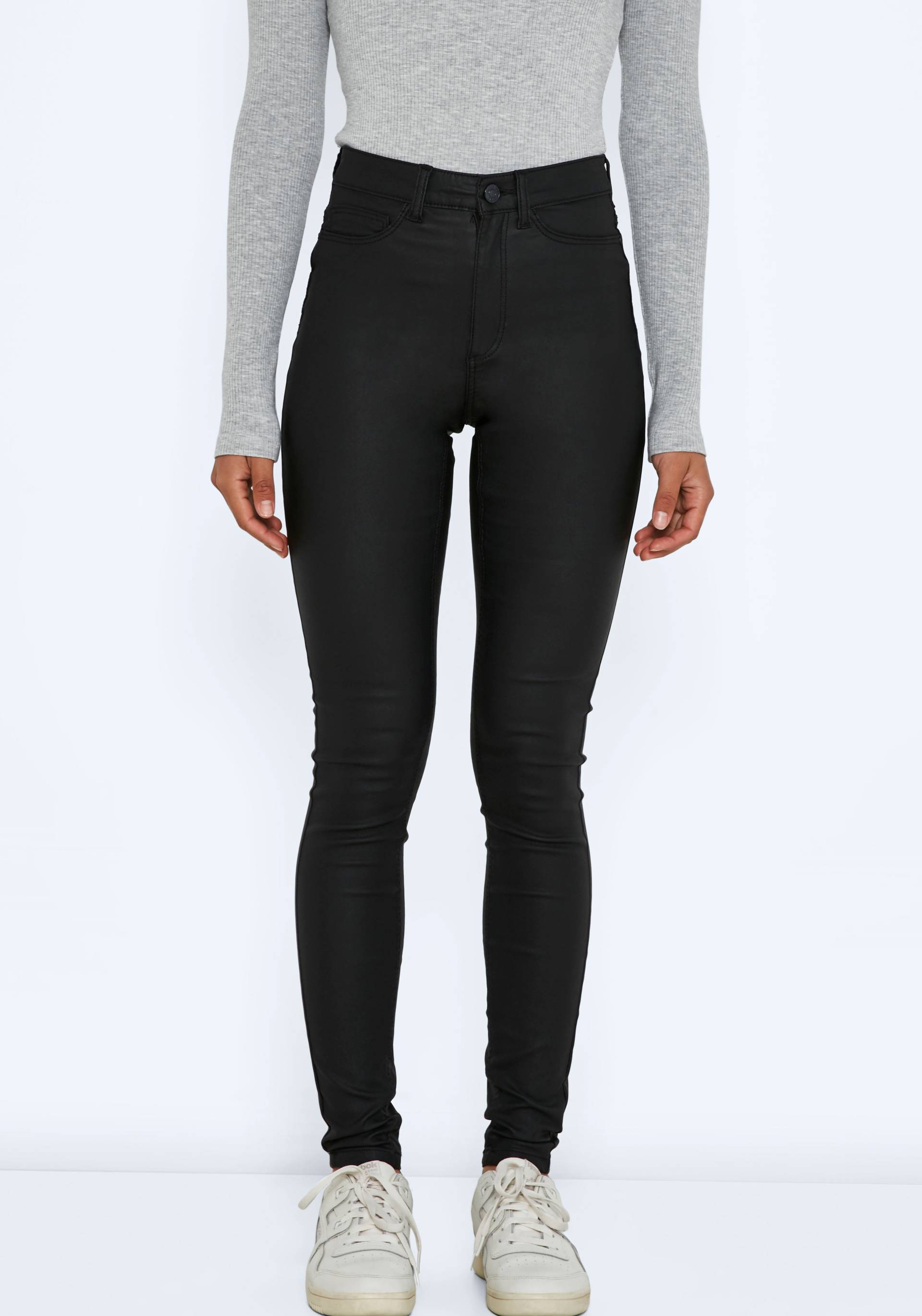 Noisy may Lederimitathose »NMCALLIE HW SKINNY COATED PANTS NOOS« von Noisy may