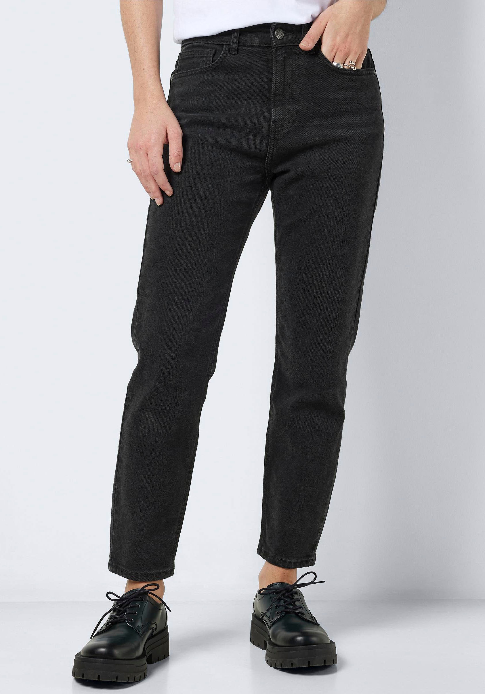 Noisy may Straight-Jeans »NMMONI HW STRAIGHT ANK BLACK JEANS NOOS«, mit offenem Saum von Noisy may