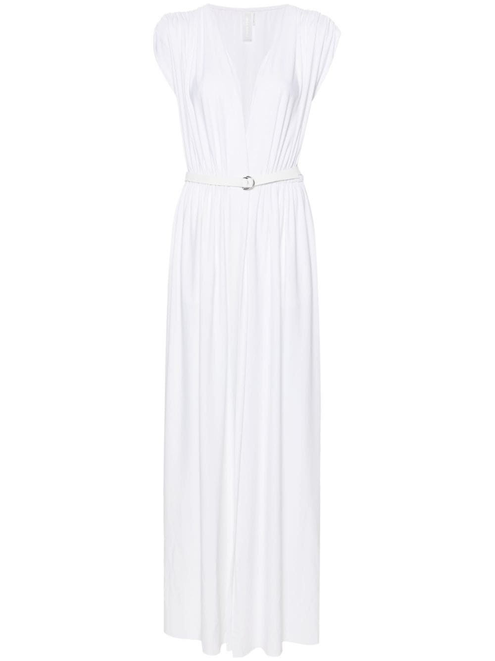 Norma Kamali belted gathered maxi dress - White von Norma Kamali