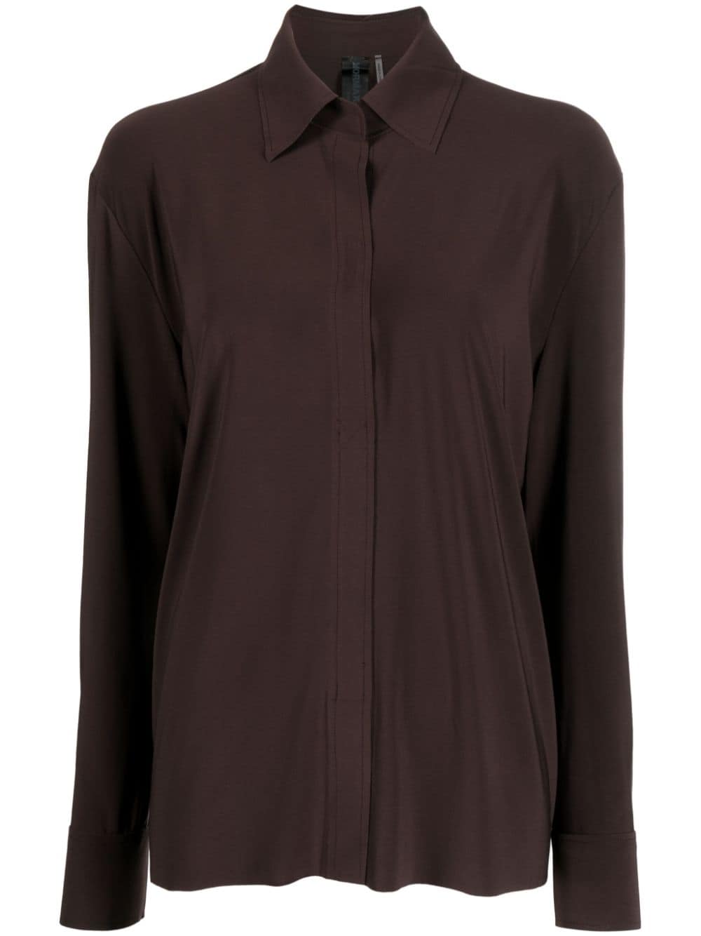 Norma Kamali concealed-fastening long-sleeve shirt - Brown von Norma Kamali