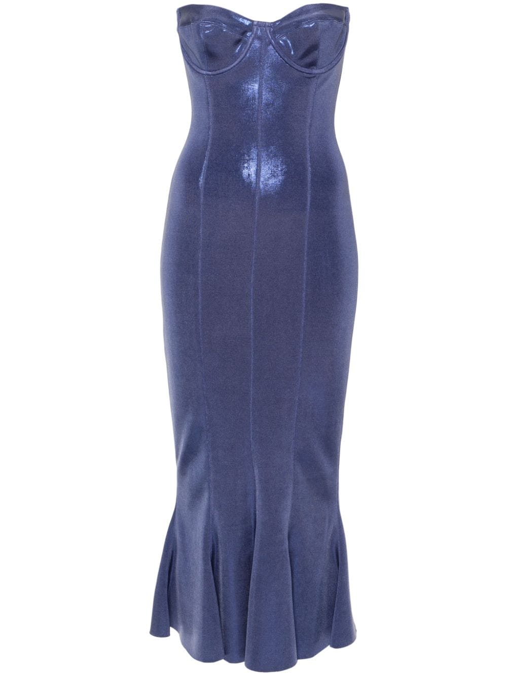 Norma Kamali corset-style lamé midi dress - Blue von Norma Kamali