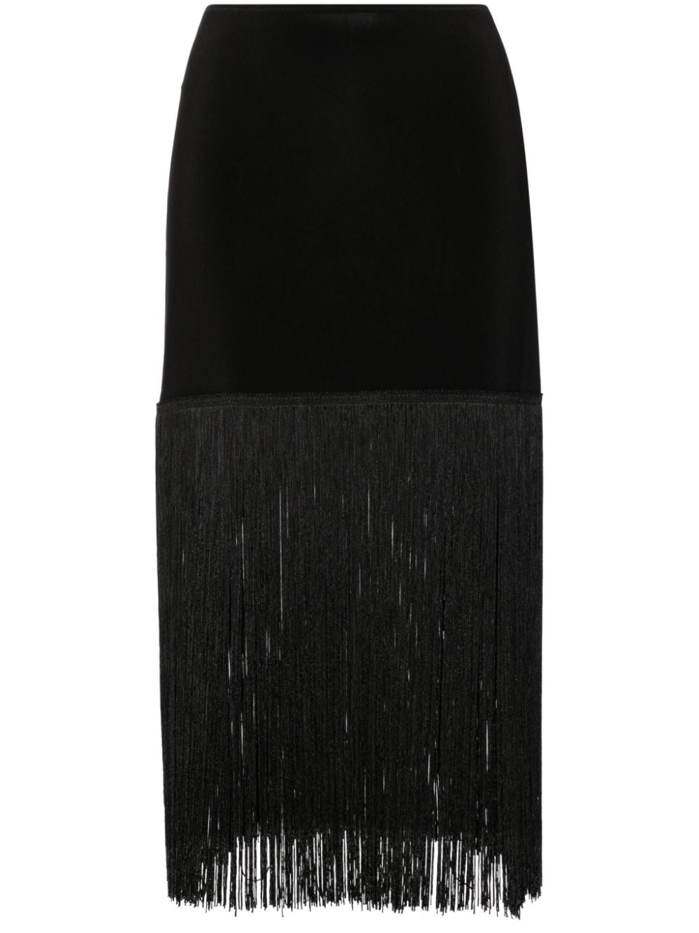 Norma Kamali fringed midi skirt - Black von Norma Kamali