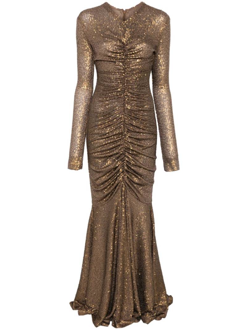 Norma Kamali long-sleeve fishtail gown - Brown von Norma Kamali