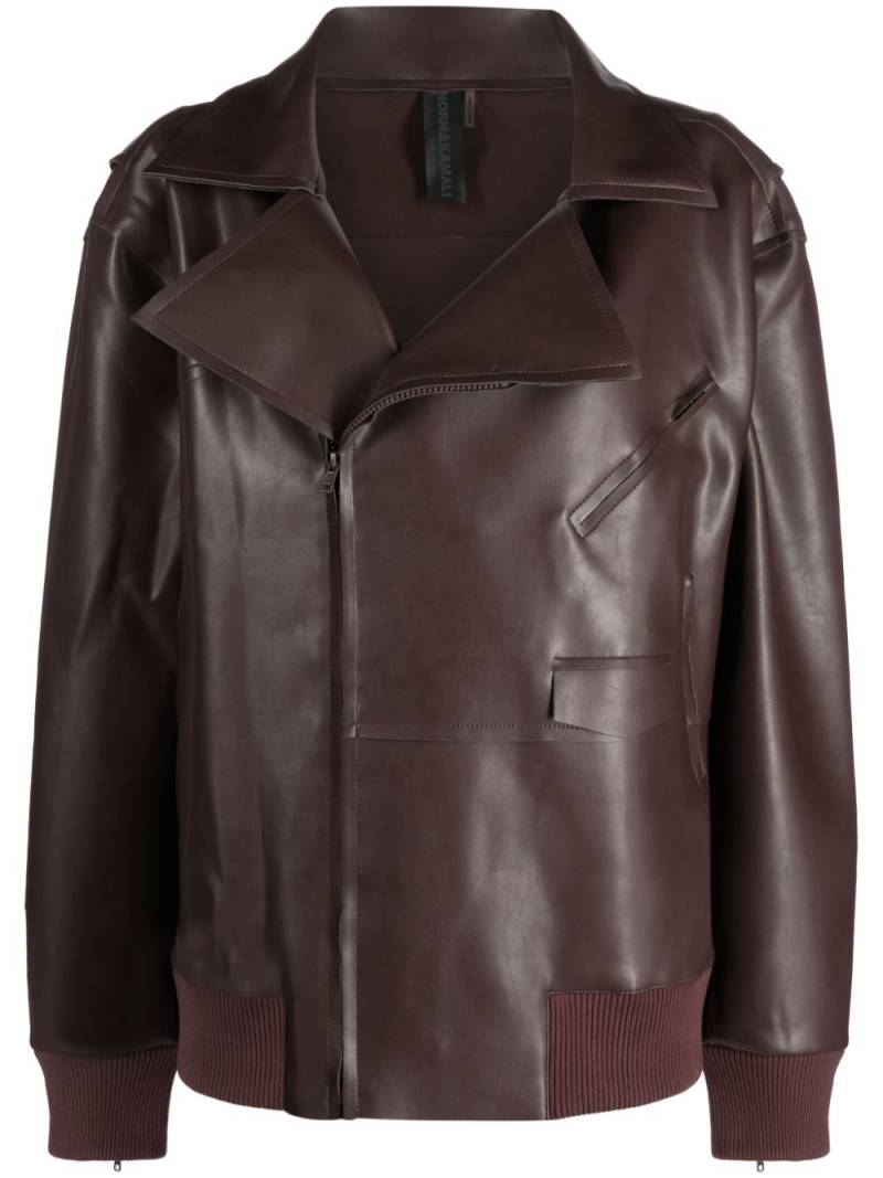 Norma Kamali oversized zip-up biker jacket - Brown von Norma Kamali