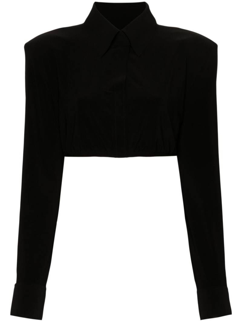 Norma Kamali padded-shoulders cropped shirt - Black von Norma Kamali