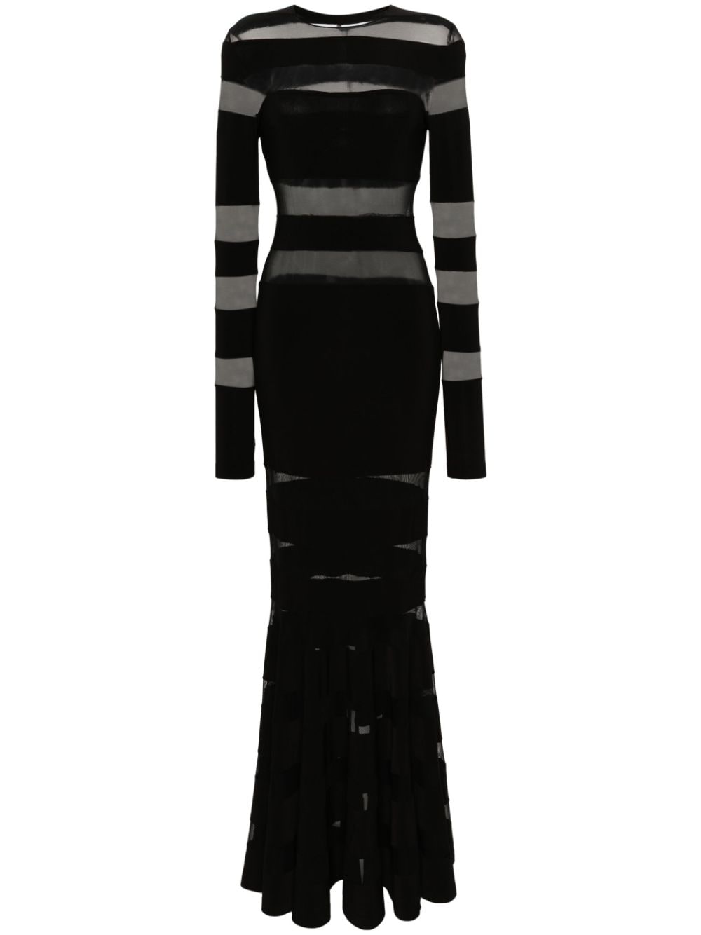 Norma Kamali panelled mesh maxi dress - Black von Norma Kamali