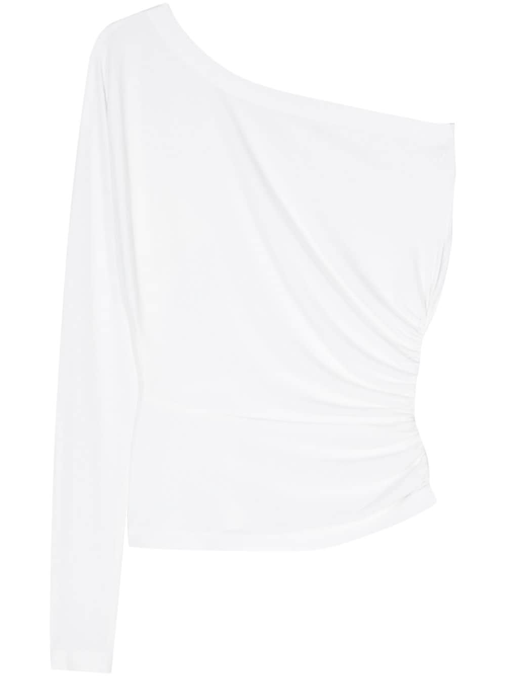 Norma Kamali ruched-detail one-sleeve top - White von Norma Kamali