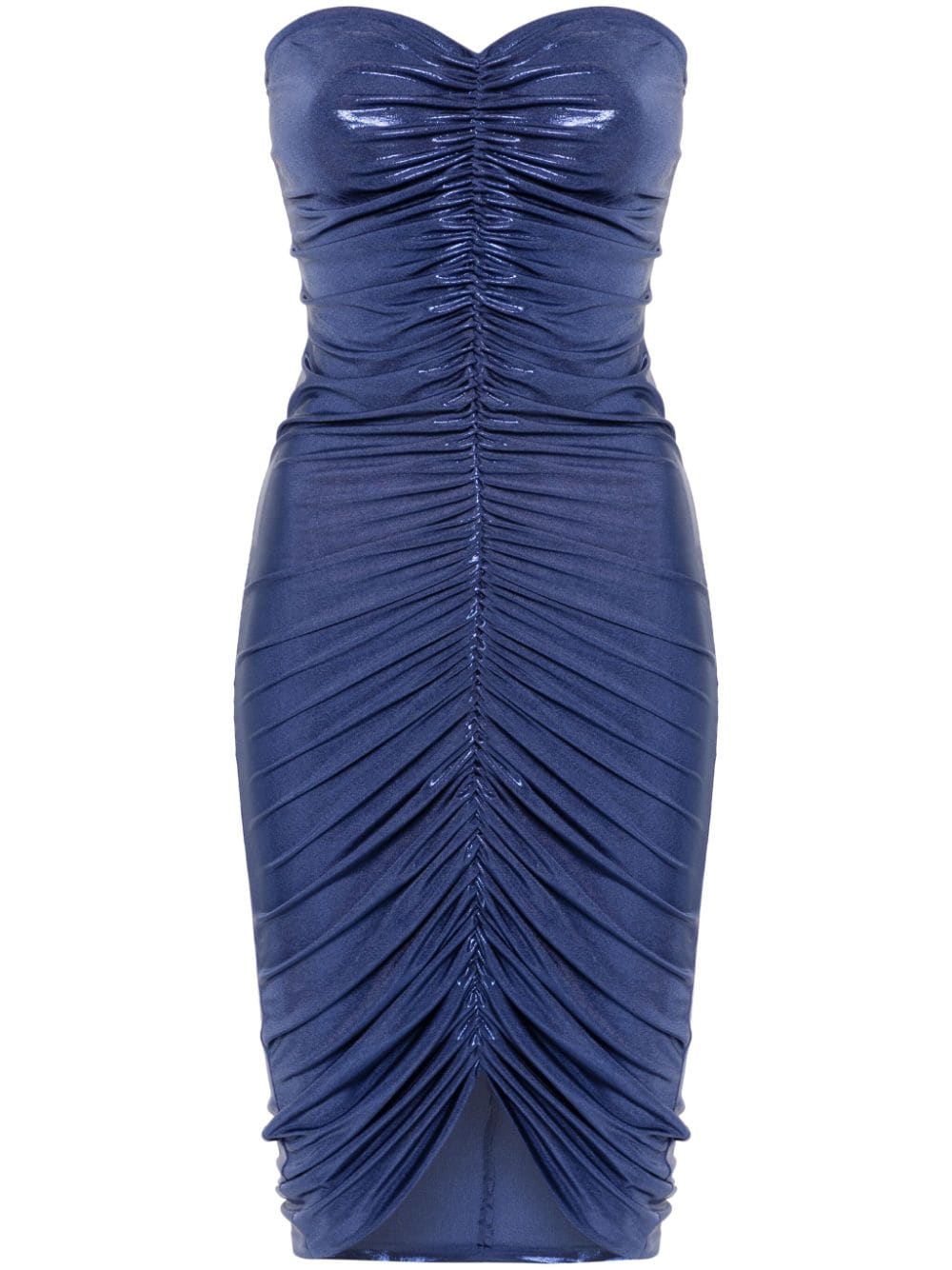 Norma Kamali strapless shirred dress - Blue von Norma Kamali