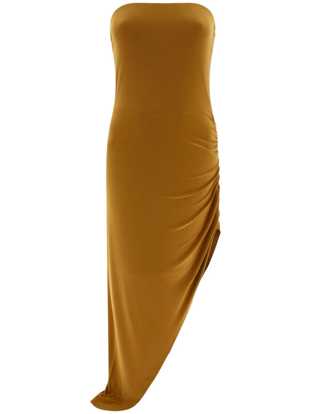 Norma Kamali strapless side-drape dress - Brown von Norma Kamali