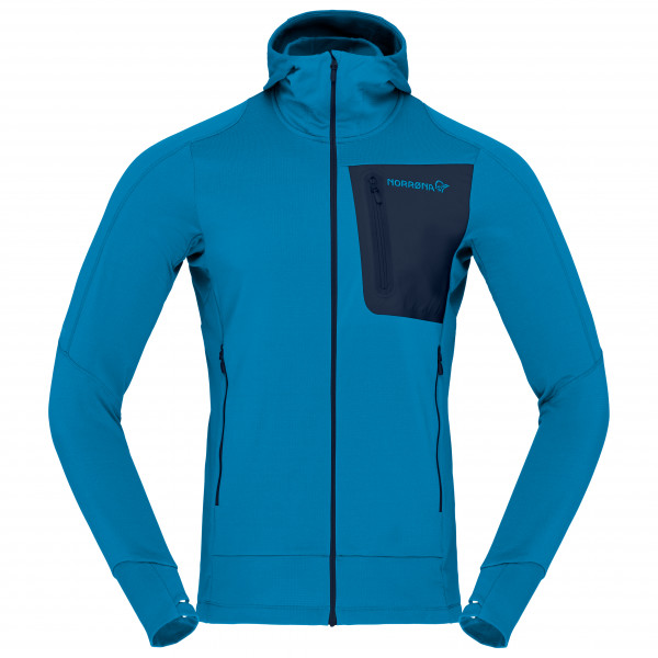 Norrøna - Falketind Power Grid Hood - Fleecejacke Gr L;M;S;XL blau;schwarz von Norrøna