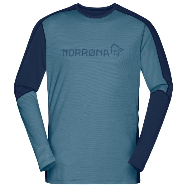 Norrøna - Falketind Equaliser Merino Round Neck - Merinoshirt Gr L blau von Norrøna