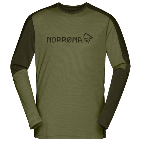 Norrøna - Falketind Equaliser Merino Round Neck - Merinoshirt Gr L oliv von Norrøna