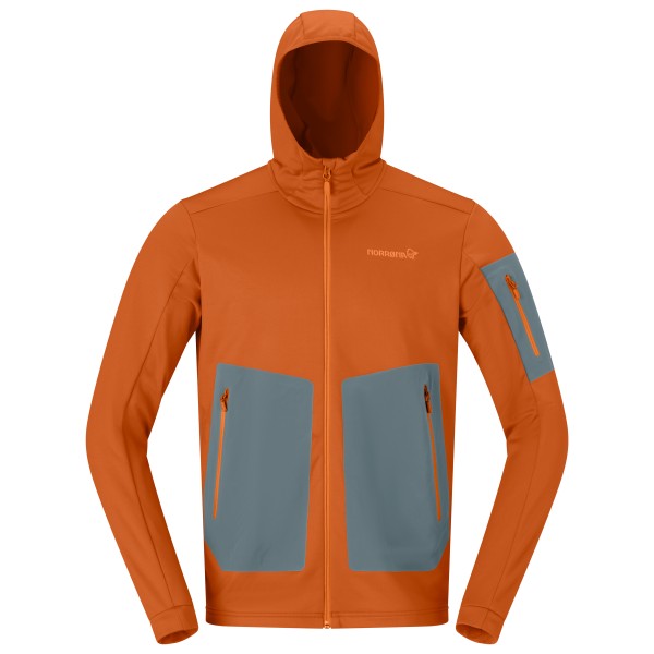 Norrøna - Falketind Warm2 Stretch Hood - Fleecejacke Gr L orange von Norrøna