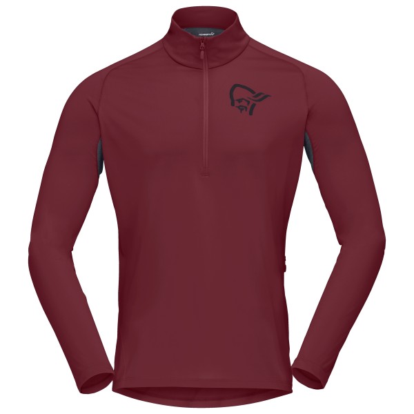 Norrøna - Fjørå Equaliser Long Sleeve Zip Top - Velotrikot Gr L rot von Norrøna