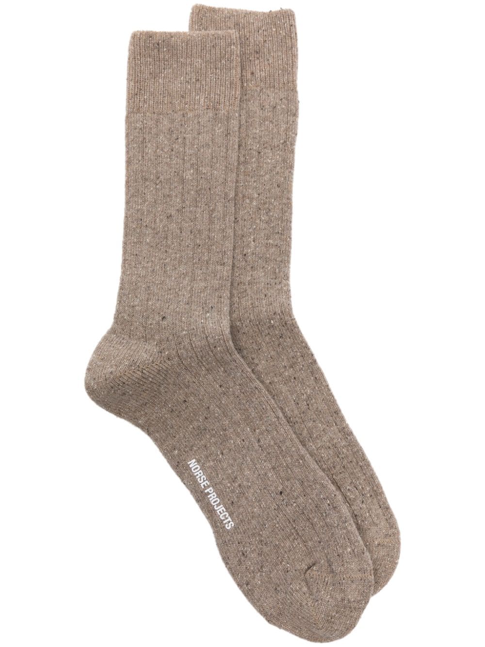 Norse Projects branded-footbed speckled-knit socks - Brown von Norse Projects