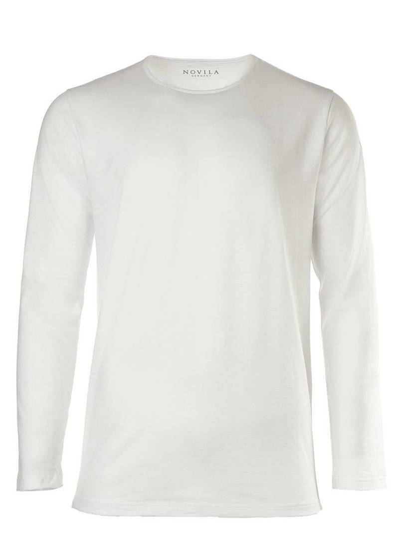 Longsleeve Bequem Sitzend Herren Weiss L von Novila