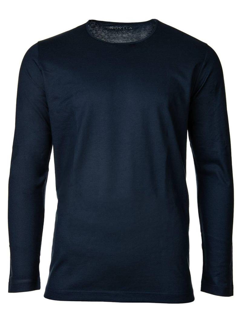 Longsleeve Bequem Sitzend Herren Blau M von Novila