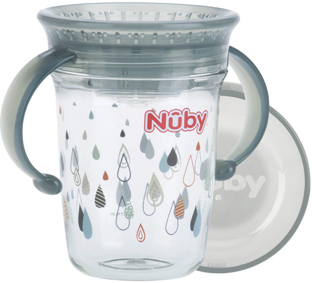 Nuby Kinderbecher »360° Trinklerntasse 240ml, grau«, mit Handgriffen von Nuby