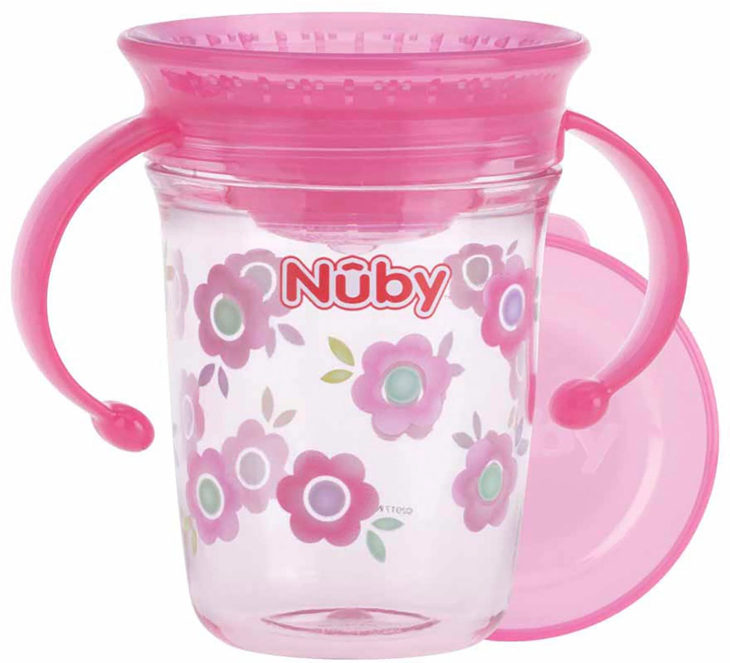 Nuby Kinderbecher »360° Trinklerntasse 240ml, pink«, mit Handgriffen von Nuby