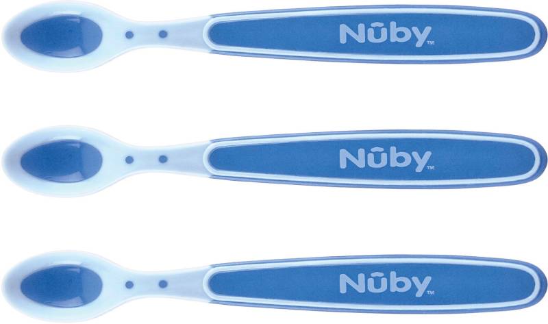 Nuby Kinderlöffel »Breilöffel Soft Flex, 3er Set, blau«, (Set, 3 tlg.), mit Wärmesensor von Nuby