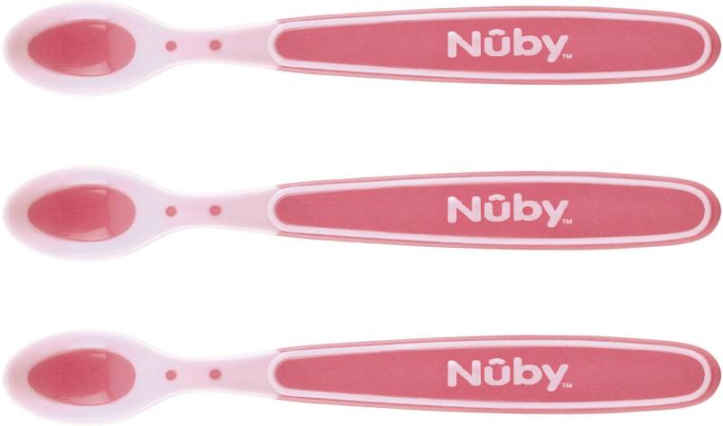 Nuby Kinderlöffel »Breilöffel Soft Flex, 3er Set, pink«, (Set, 3 tlg.), mit Wärmesensor von Nuby