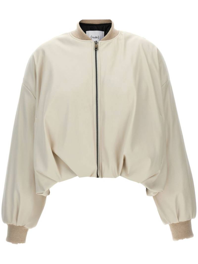 Nude faux-leather bomber jacket - White von Nude