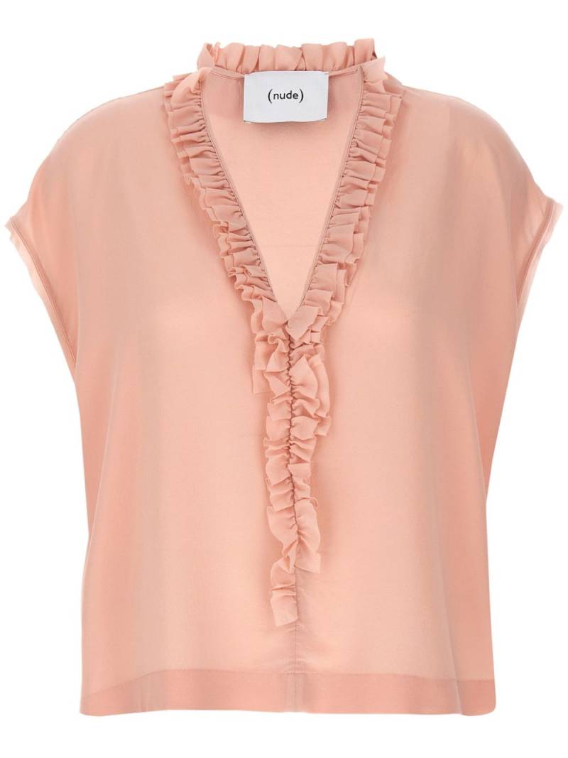 Nude ruffled silk blouse - Pink von Nude