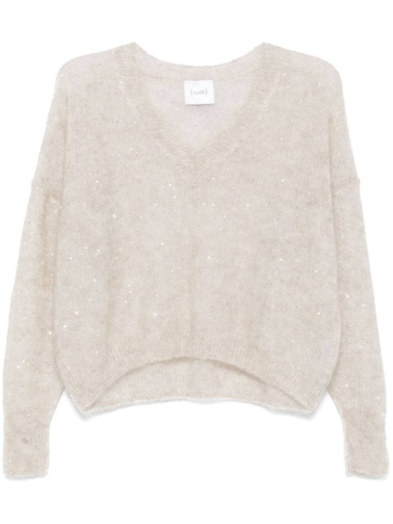 Nude sequin-embellished V-neck sweater - Neutrals von Nude