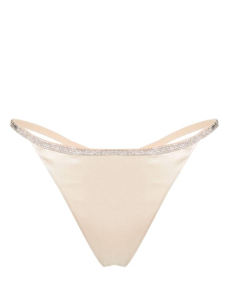 Nuè Slip Rosie rhinestoned satin thong - Neutrals von Nuè