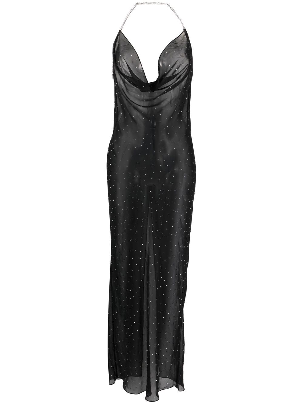 Nuè crystal-embellished sheer maxi dress - Black von Nuè