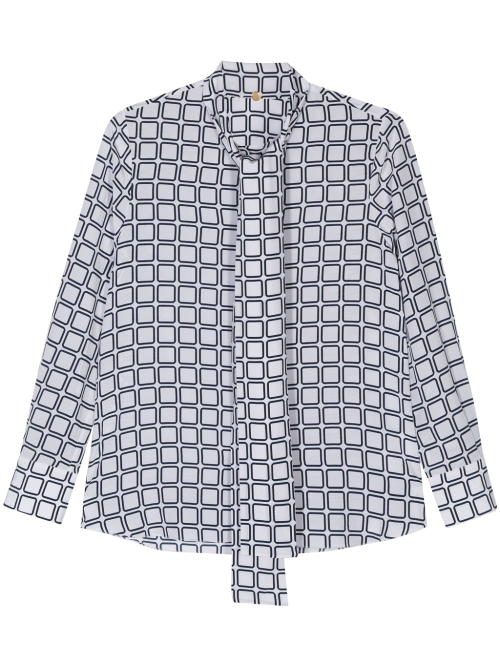 Numerootto geometric-print tie-collar shirt - Blue von Numerootto