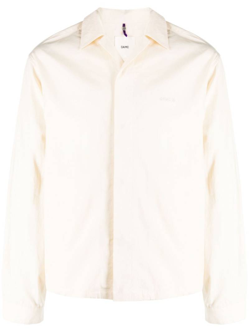 OAMC logo-patch cotton shirt - Neutrals von OAMC