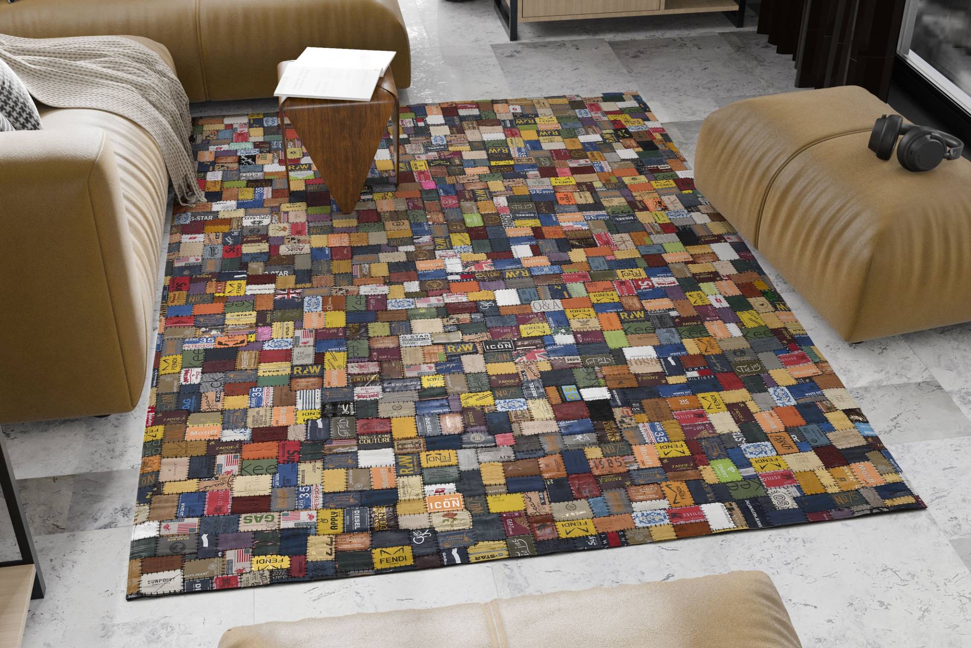 OCI DIE TEPPICHMARKE Lederteppich »Labelstar«, rechteckig, 3 mm Höhe, echtes Leder im Patchwork Design, Wohnzimmer OCI DIE TEPPICHMARKE Lederteppich »Labelstar«, rechteckig, 3 mm Höhe, echtes Leder im Patchwork Design, Wohnzimmer von OCI Die Teppichmarke