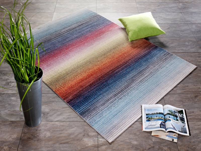 OCI DIE TEPPICHMARKE Teppich »Rainbow Stripe«, rechteckig, 5 mm Höhe, Besonders weich durch Microfaser, Wohnzimmer von OCI Die Teppichmarke