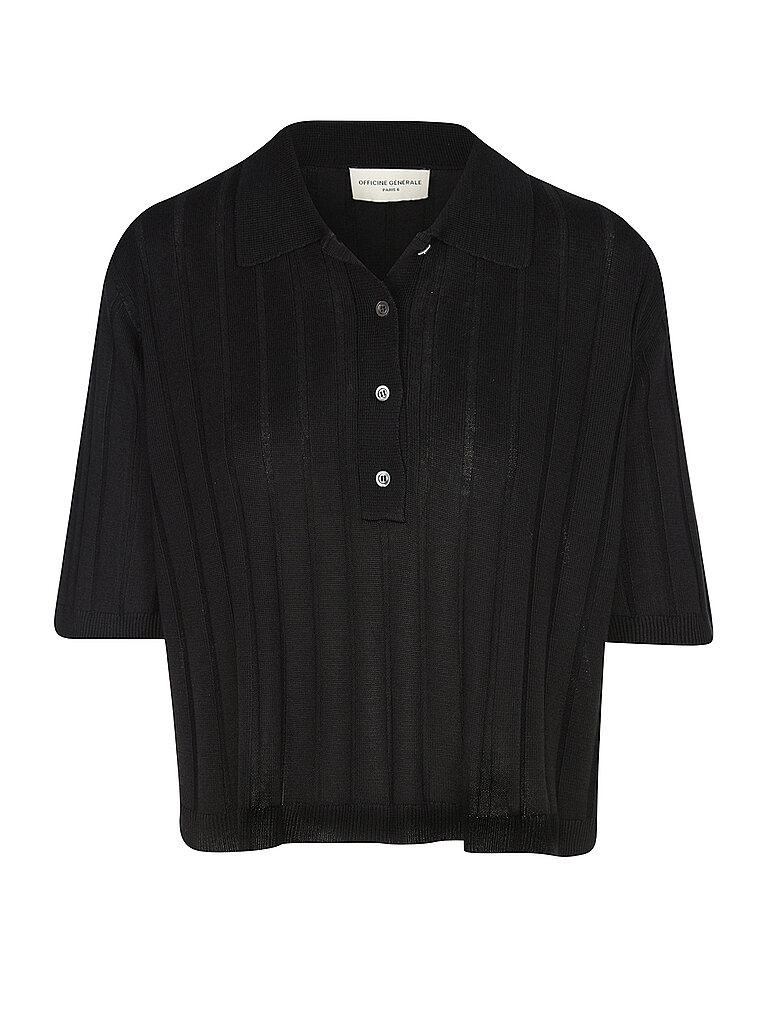 OFFICINE GENERALE Poloshirt 3/4 Arm schwarz | L von OFFICINE GENERALE