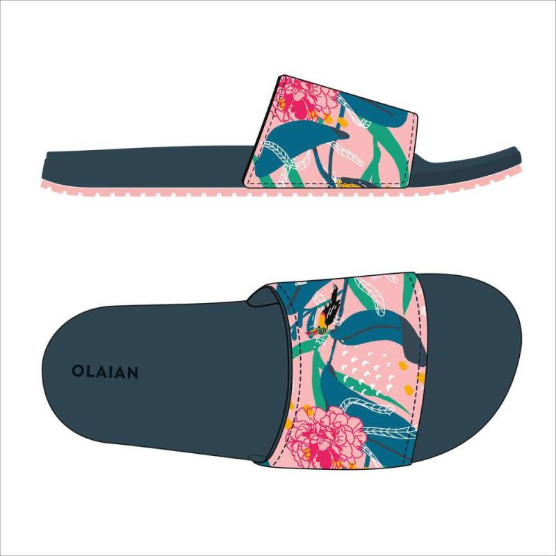 Badeschlappen - Badelatschen Slap 550 Peony Unisex Blau Bedruckt 37-38 von OLAIAN