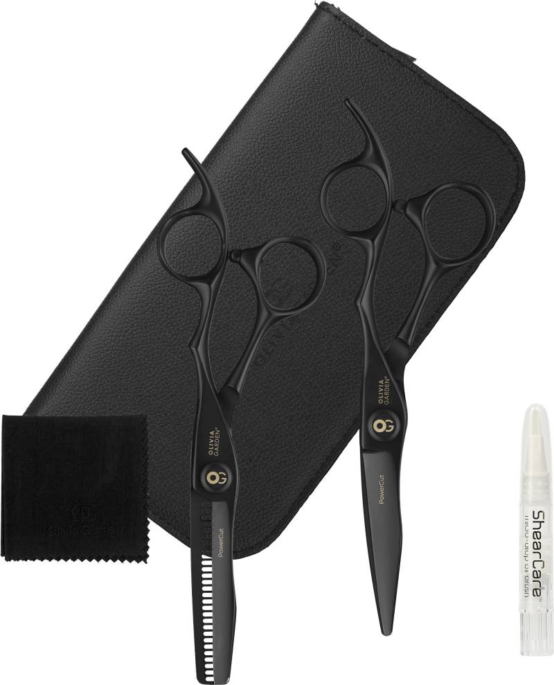 OLIVIA GARDEN Haarschere »PowerCut Matt Black 5,5 Zoll«, (Set, 2 tlg.), Haarschere und Modellierschere von OLIVIA GARDEN