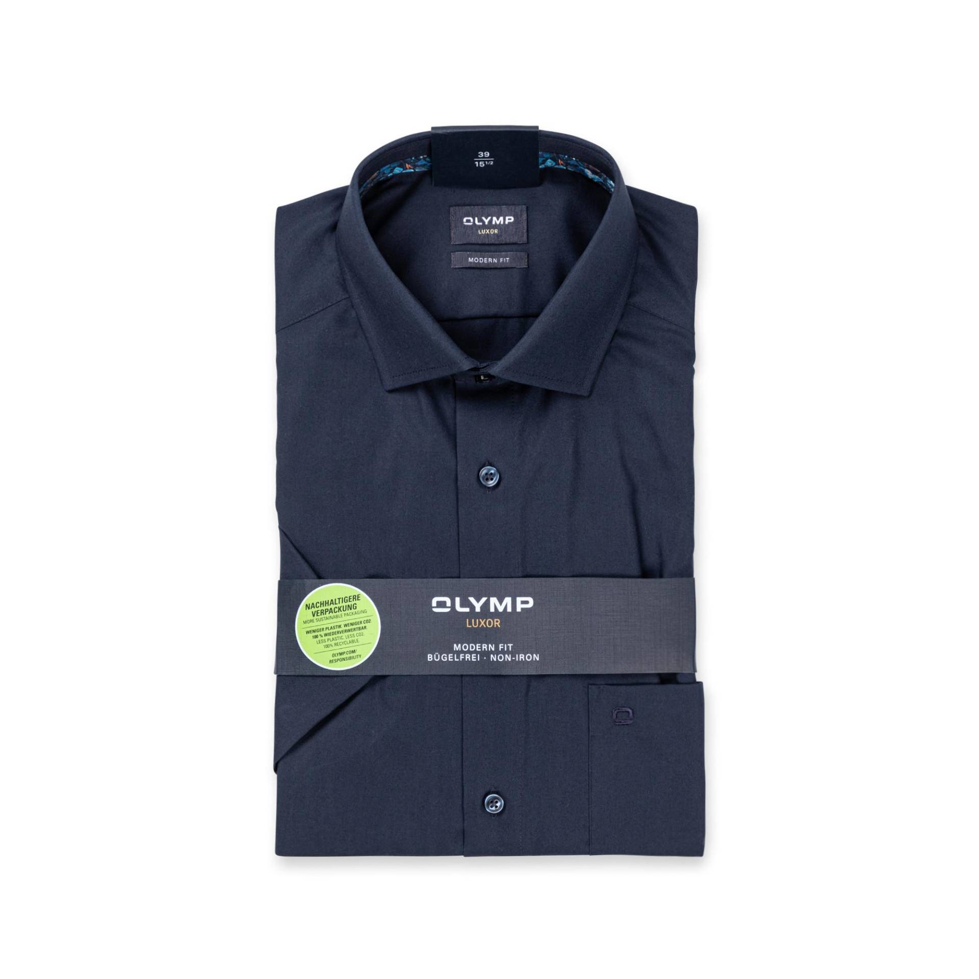 Hemd, Modern Fit, Kurzarm Herren Blau 39 von OLYMP