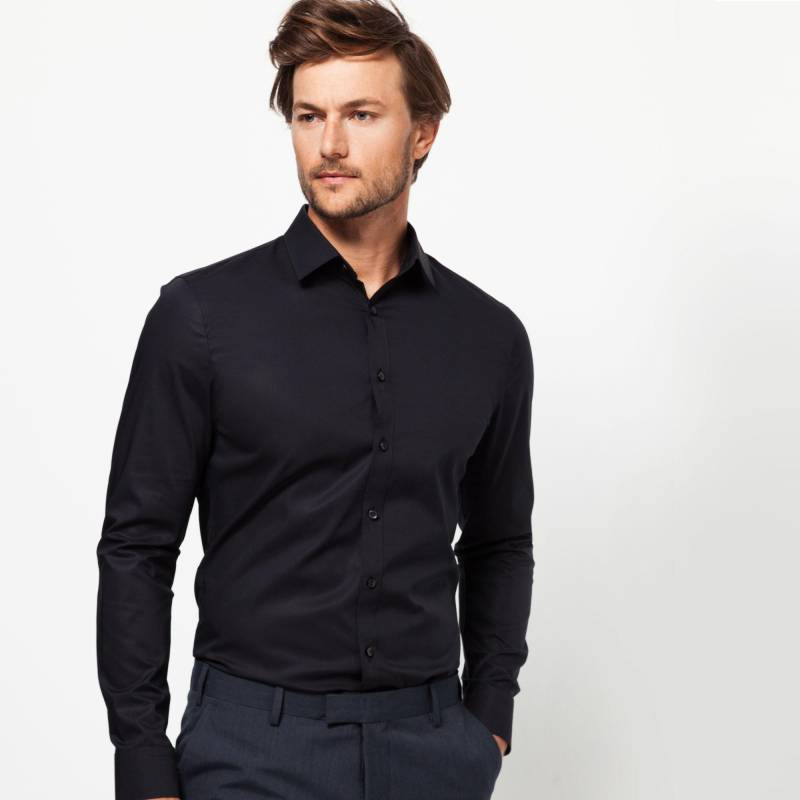 Hemd, Super Slim Fit, Langarm Herren Black 38 von OLYMP