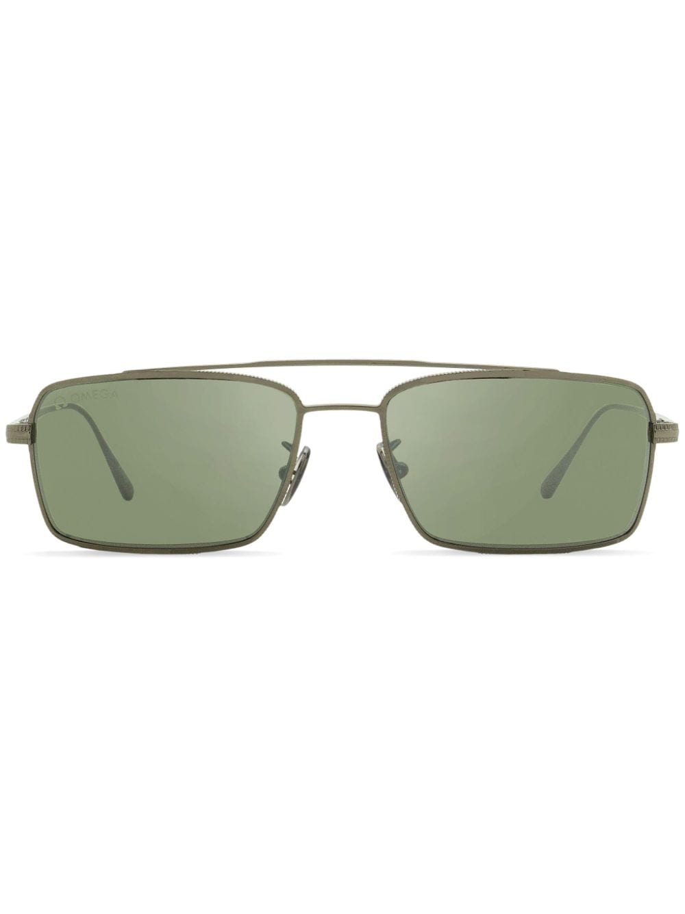 OMEGA EYEWEAR engraved-detail rectangle-frame sunglasses - Grey von OMEGA EYEWEAR