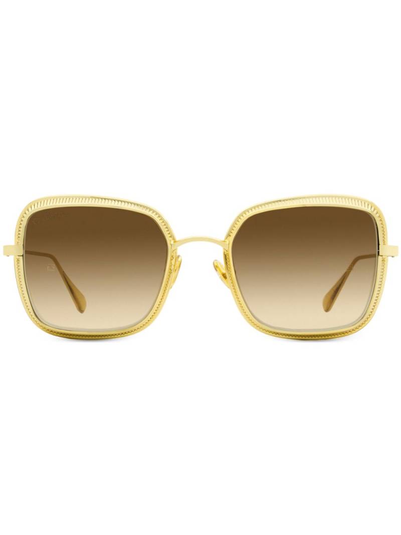 OMEGA EYEWEAR engraved square-frame sunglasses - Gold von OMEGA EYEWEAR