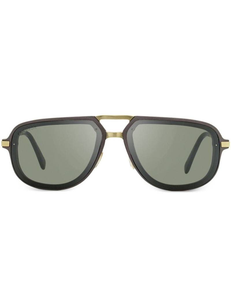 OMEGA EYEWEAR logo-engraved navigator-frame sunglasses - Black von OMEGA EYEWEAR